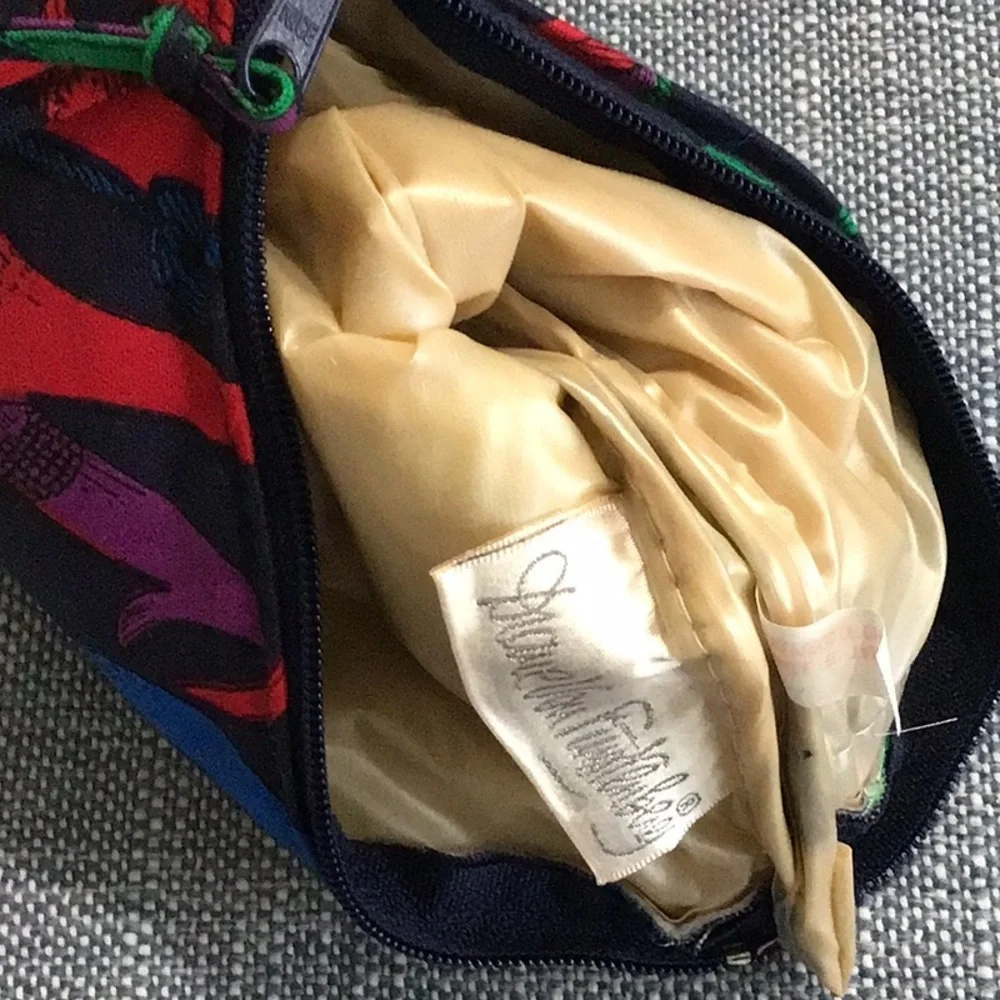 Vintage DVF Cosmetic Bag Pouch Makeup Fabric Zippers Pockets Deadstock